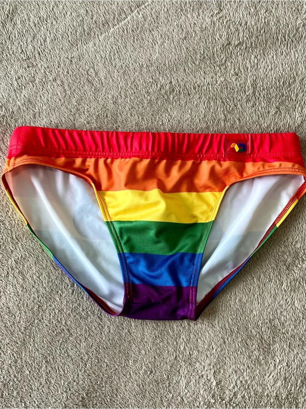 Addicted Brands Colorblock Men's Swim Brief in Red, Orange & Yellow - Picture 3 of 6